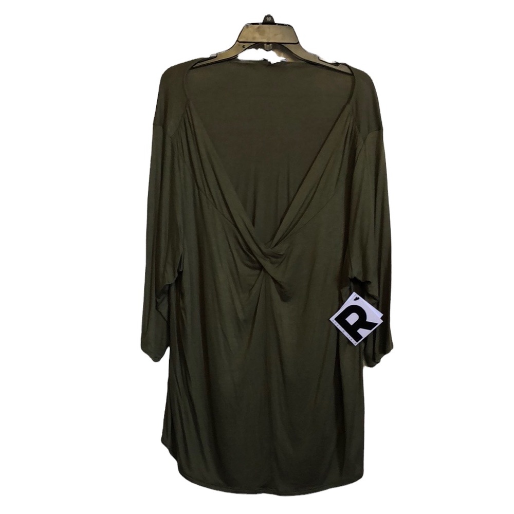 Rebel Wilson moss green soft top‎ with intersecting ruching plus size 3x